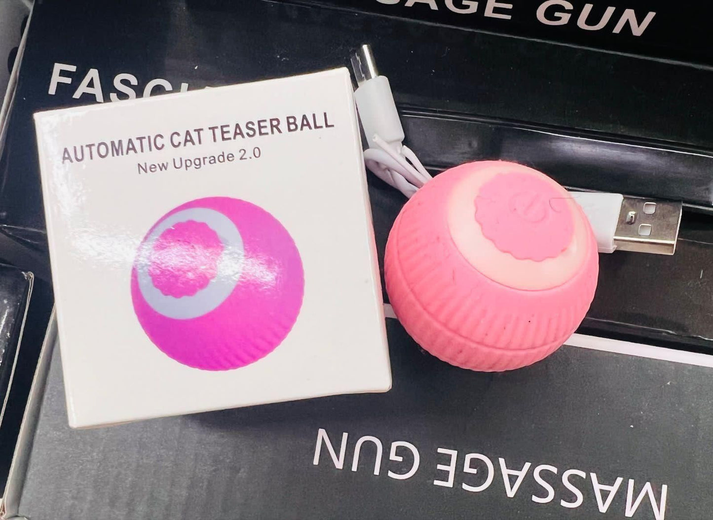 Cat Toy Ball, Interactive Cat Toy Rechargeable,Rotating Ball with LED